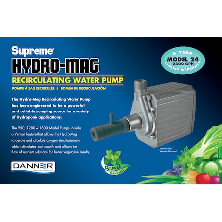 Danner 2400 GPH Hydro Pump. Foam Pre-Filter. 10' pwr cord. 40140